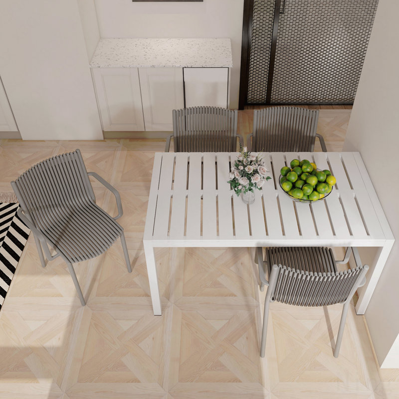 5-Piece Indoor/Outdoor Furniture Set - 4 Chairs And 1 Long Table, Gray