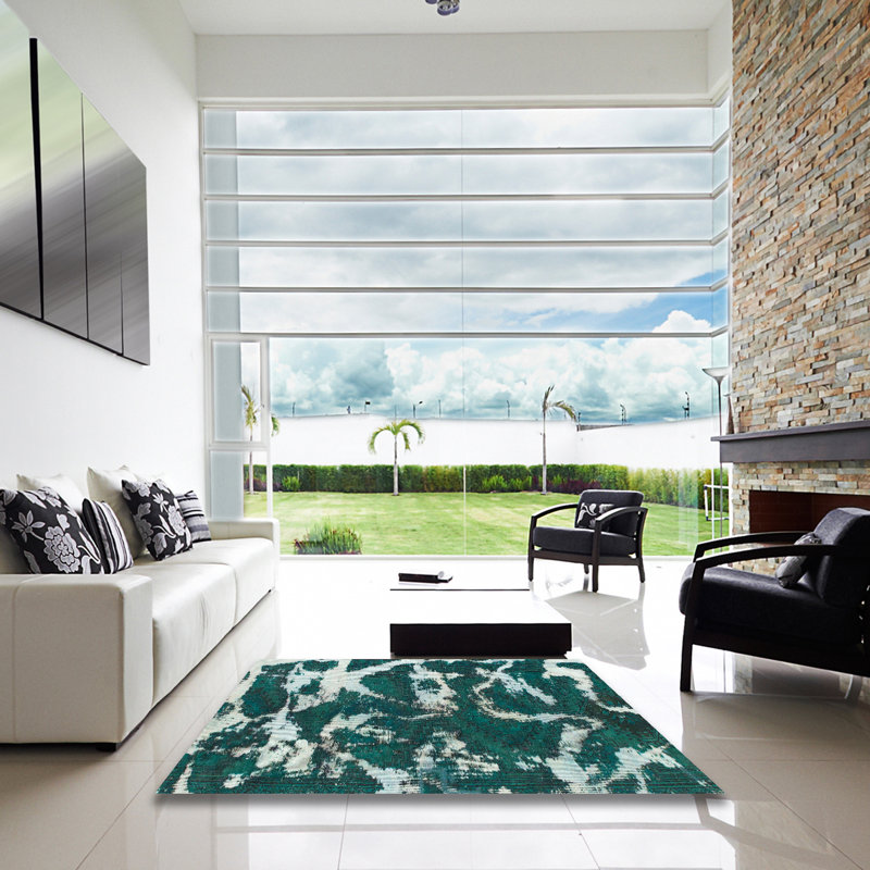 Tapis décoratif multicolore à motif abstrait, Carré 4 pi