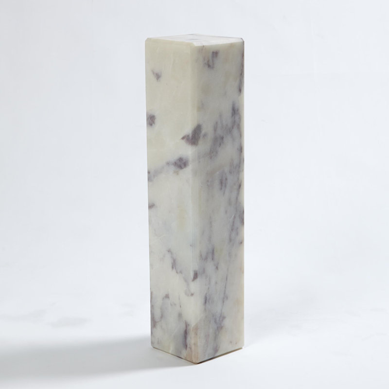 Mini piédestal / colonne montante en marbre, gris, H 18 po x l 4 po x P 4 po