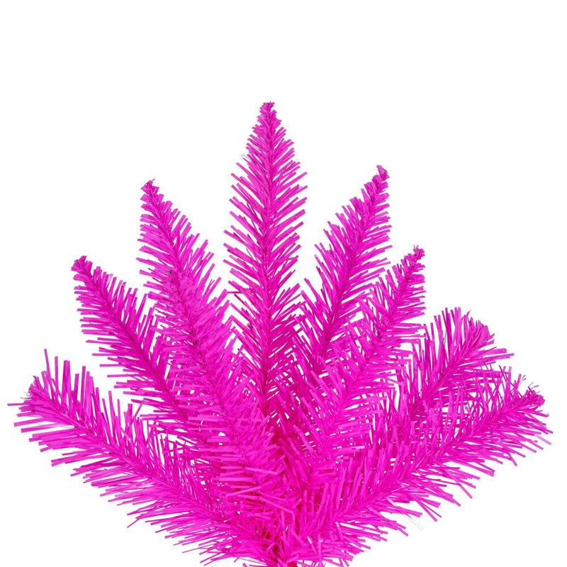 Vickerman 4.5' x 24" Hot Pink Artificial Pre-Lit Christmas Tree with 250 Pink LED Mini Lights, 437 Realistic PVC Tips, 6' Step On/Off Power Cord and Folding Metal Tree Stand.  Assembly is required.