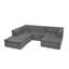Canapé modulaire de 135 po en chenille modulaire en U avec méridienne et repose-pieds réglable, accoudoir ondulé, sans oreiller pour le salon-504910439