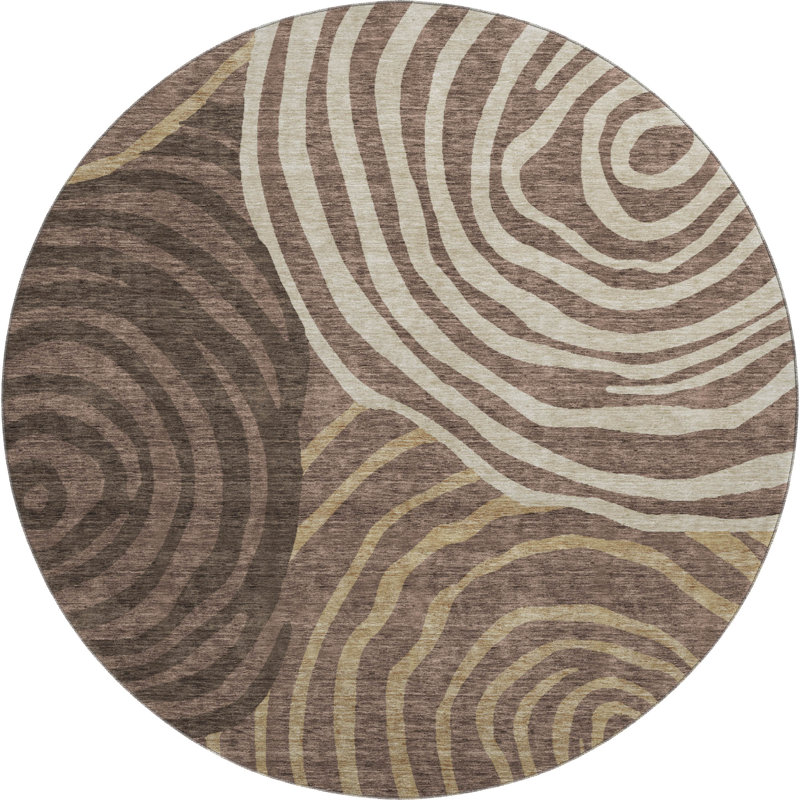 Tapis de qualité supérieure lavable à la machine Prisco Fudge, Rond 8 pi