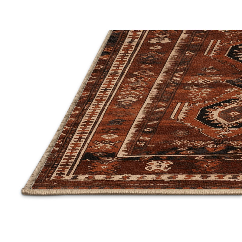 Tapis brun turc lavable à la machine, Rectangulaire 2 pi x 3 pi