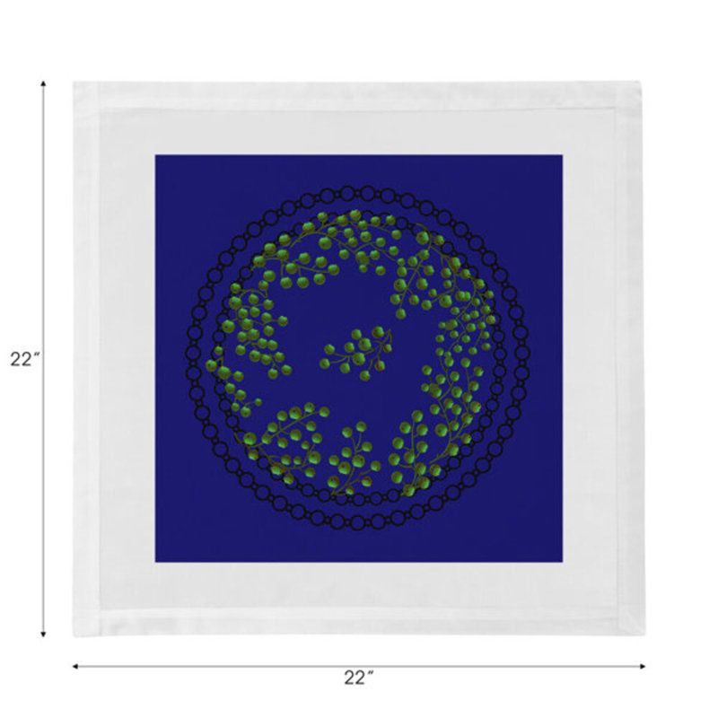 Christmas Berries Cotton Blend Square Napkins, Green Blue