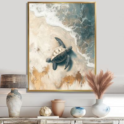 Claigh Baby Turtle Trails On The Beach III - Turtle Canvas Print Wall Art