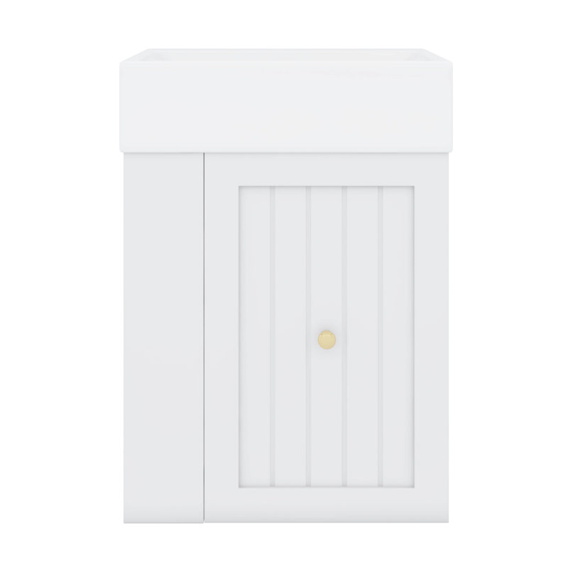 Meuble-lavabo de 20 po avec lavabo en céramique, tiroir et tablette latérale