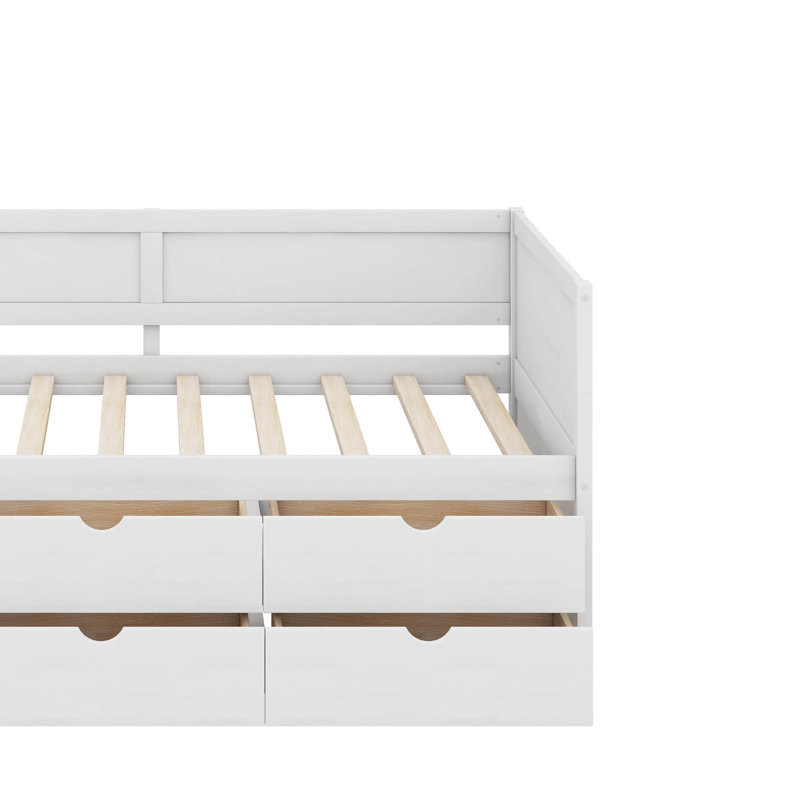 Lit de jour simple avec tiroirs et tablettes, Lit simple, Blanc