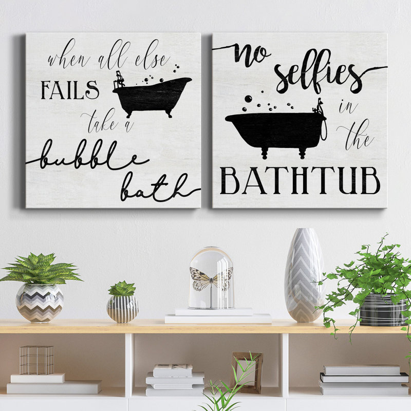 «Take a Bubble Bath», ensemble de 2 reproductions d'art texturé sur toile tendue, H 24 po x l 48 po x P 1 po