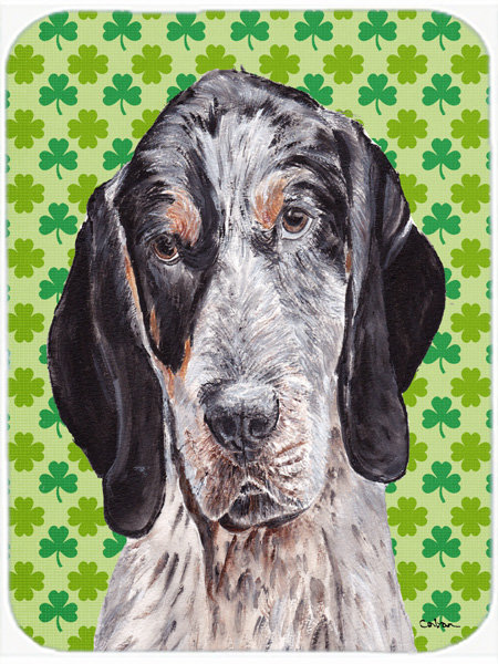 Caroline's Treasures Shamrock Lucky Irish Bluetick Coonhound St. Patrick's Day Glass Cutting Board
