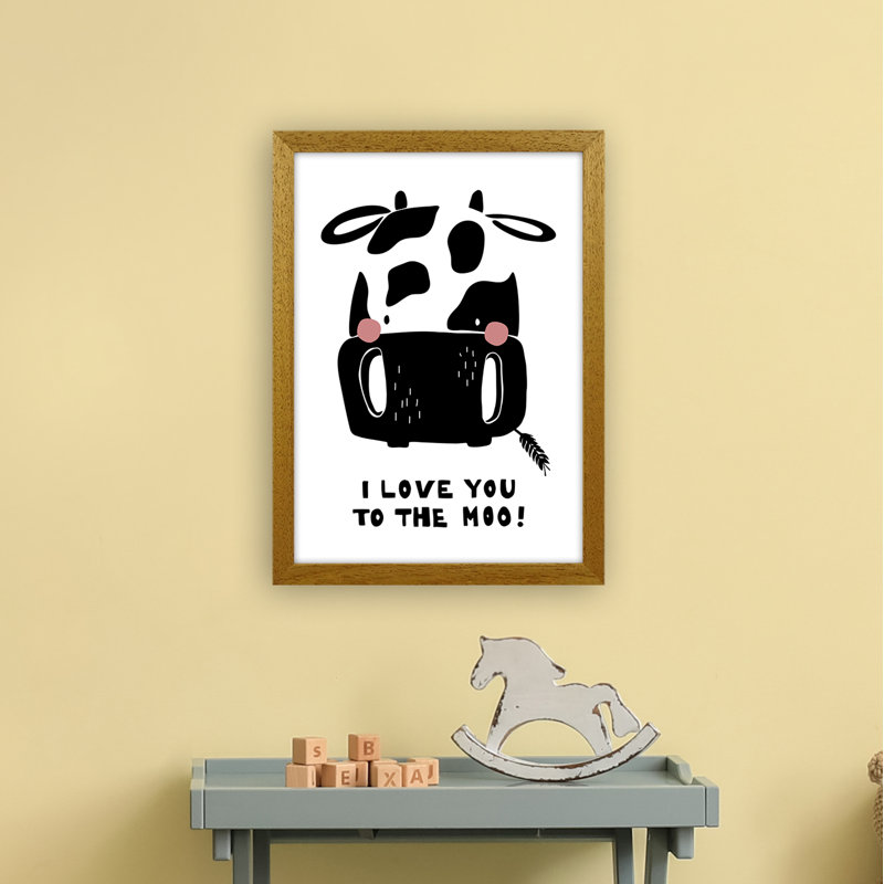 Cow by Miniofmine - Print, 46cm H x 34cm W x 3cm D, Brown Framed
