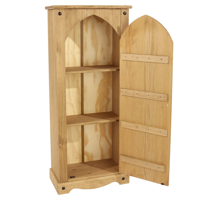 Deaver 1 Door Wardrobe, Storage Cupboard, Solid Pine, Oak Finish, Corona Design