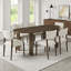7-Piece Oval Dining Set – 71” Rustic Farmhouse Solid Wood Kitchen Table for 6, Large Walnut Table with 6 Espresso Chairs & Beige Linen Cushions – Retro Country Dinette for Dining Room, Kitchen