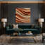 Toile horizontale rayée beige terre cuite brune