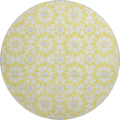 Premium Machine Washable Tweedy Yellow Rug