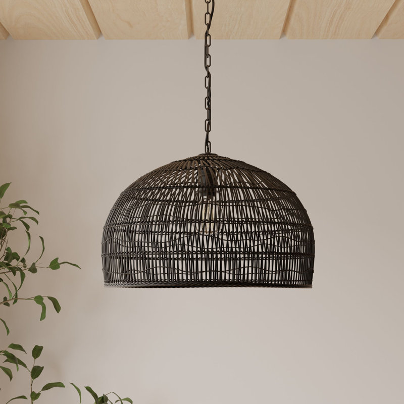 Luminaire suspendu en forme de dôme à 1 lumière Aletse, Noir