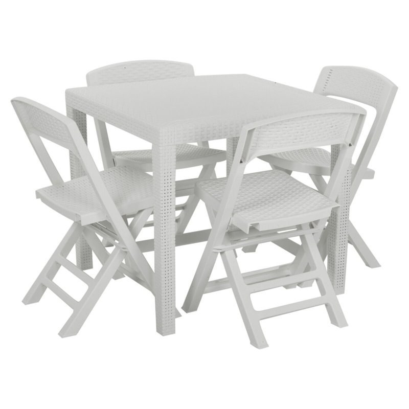 Monaca 4 - Person Patio Dining Set with, White