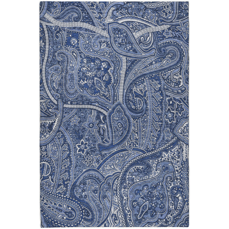 Tapis cachemire ADS623 de qualité supérieure lavable à la machine, Navy, 10' x 14'