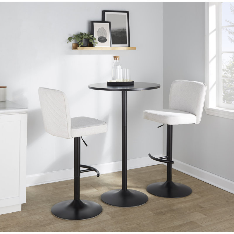 Henry Adjustable Barstool - Set Of 2, Black, White