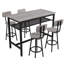 Ensemble de table de bar et chaises pour 4, ensemble de 4 chaises de table de petit déjeuner à hauteur de comptoir de 4 pour salle à manger, cuisine, bar, appartement, gris