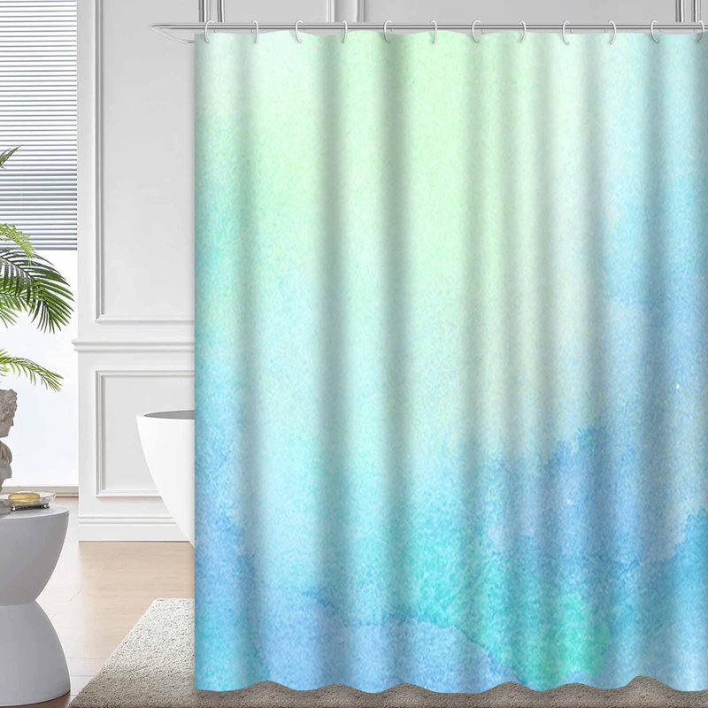 Rideau de douche abstrait bleu sarcelle abstrait avec 12 crochets, L 72 po x l 78 po