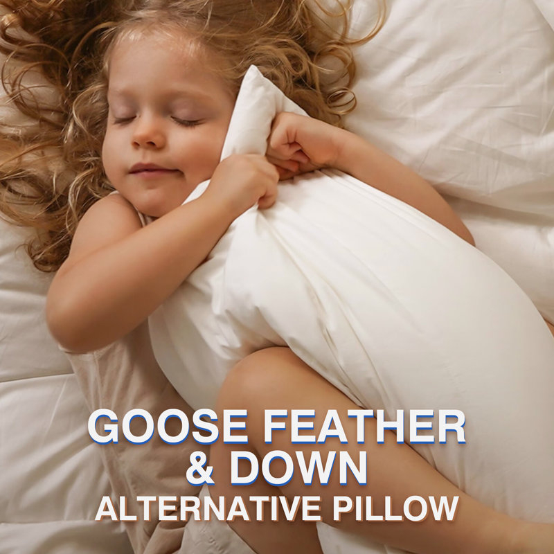 Luxury Goose Feather Pillows With Cotton Cover, Goose Down Plush Support Medium Pillow, King, Plush