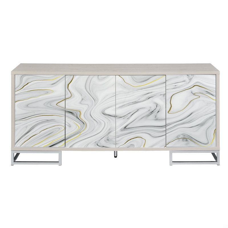 Console avec peinture Marcle et finition chromée
