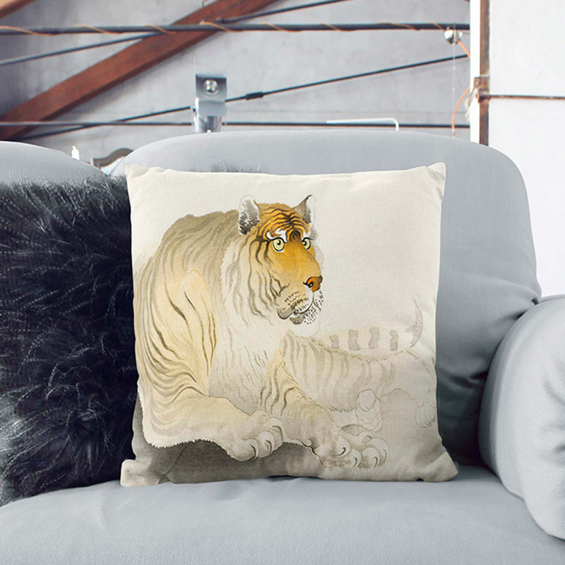 Tiger by Ohara Koson Cushion with Filling, 55cm H x 55cm W x 20cm D