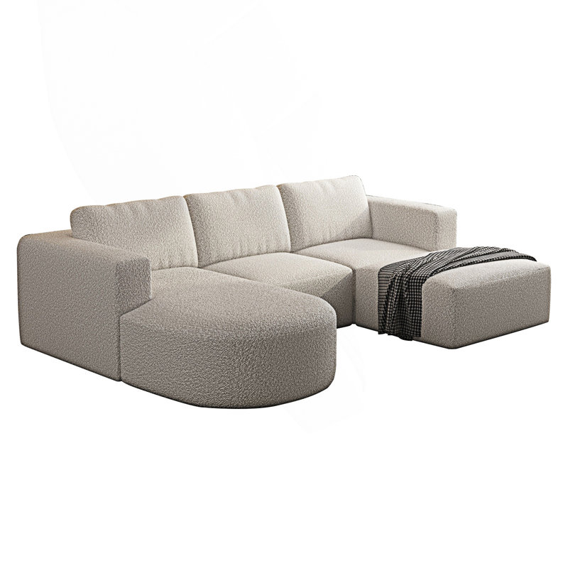 Canapé-lit modulaire Boneless, canapé modulaire avec méridienne et repose-pieds, ensemble modulaire convertible en forme de U