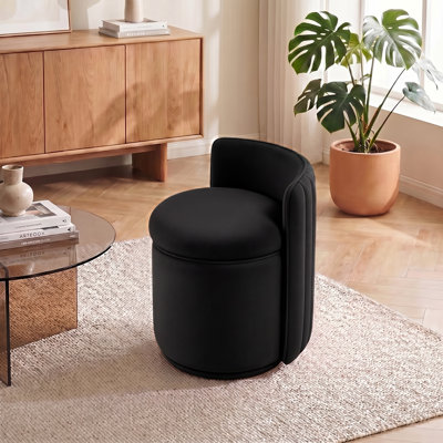 Modern Upholstered Swivel Barrel Accent Chair with Round Base