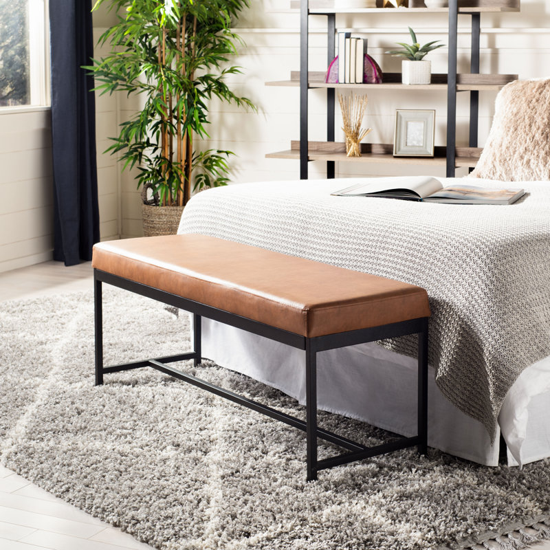 Alcott Faux Leather Upholstered Bench, Brown