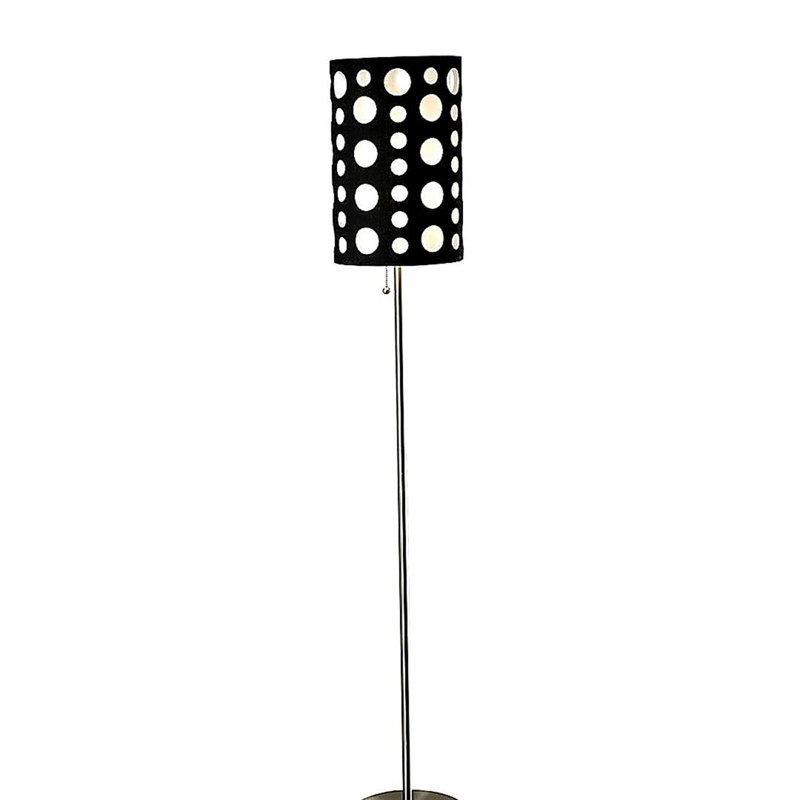 66 inches high metal floor lamp, black and white shade retro design, Black, White/Black