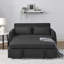 Canapé-lit convertible de 55 po avec 2 poches pour accoudoirs amovibles, canapé-lit en velours avec lit escamotable, 2 coussins et dossier réglable pour le salon, accoudoirs à motif quadrillé-672723943