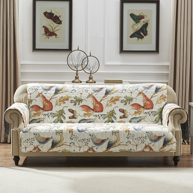 Housse pour canapé réversible matelassée Elmina Willow, Polyester naturel