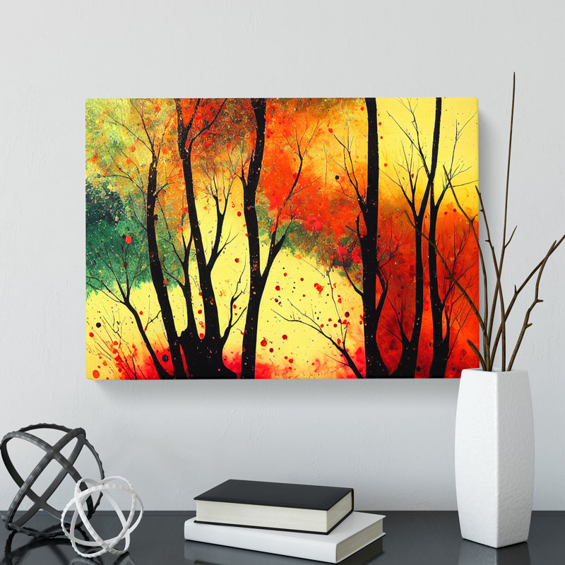 Colourful Autumn Forest Vol.2 Abstract - Wrapped Canvas, 50cm H x 76cm W x 3cm D