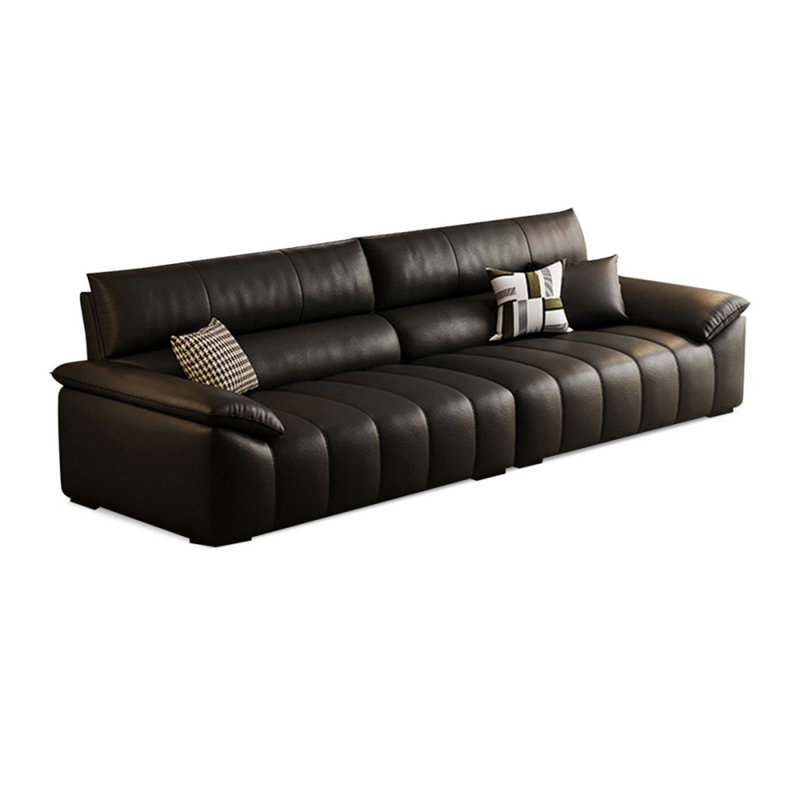 Canapé modulaire noir en cuir véritable, Noir