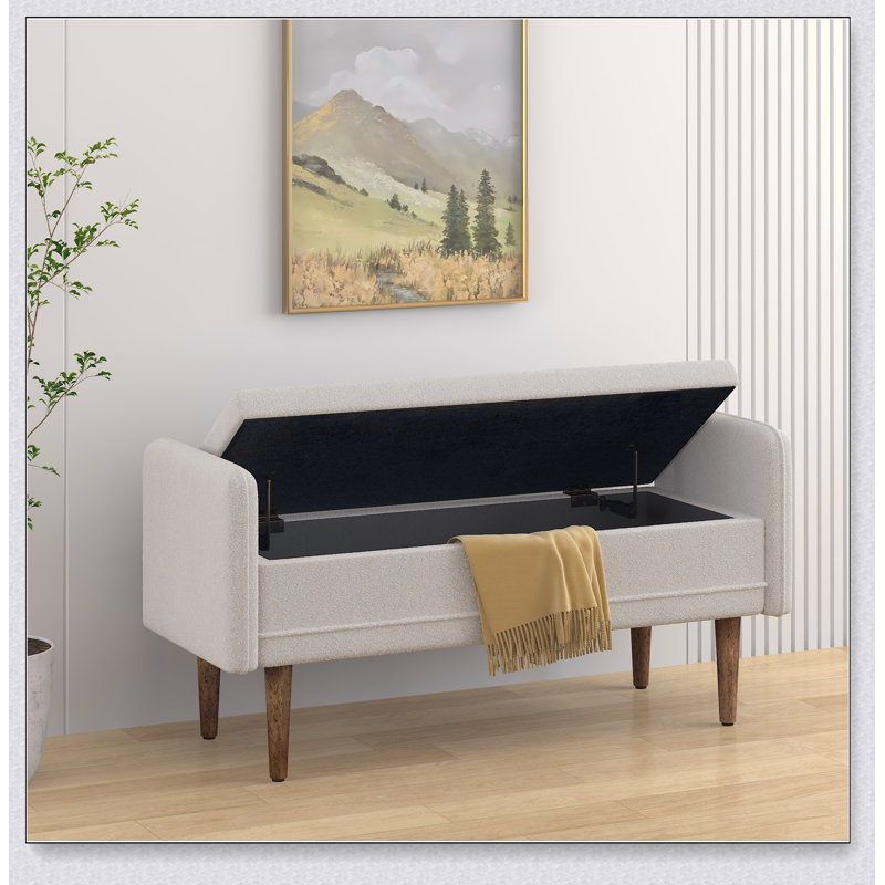 Le tabouret de rangement en velours Teddy, avec espace de rangement, convient aux appartements, salons et chambres à coucher - (45,98 po x 16,75 po x 21,75 po)