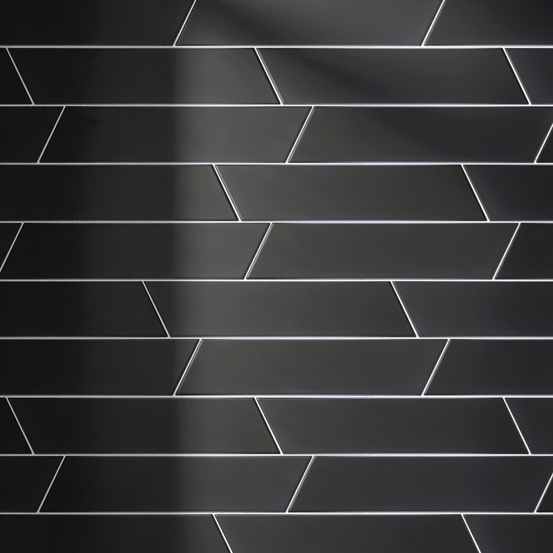 Carreau de porcelaine mate pour plancher et mur 3,14 po x 15,74 po Kenzo Chevron, Noir