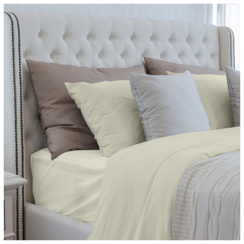 Luxury 100% Viscose from Bamboo Queen Sheet Set - OEKO-TEX Certified 4-Piece Cream Bedding with Thermal Regulating, Soft for Sensitive Skin