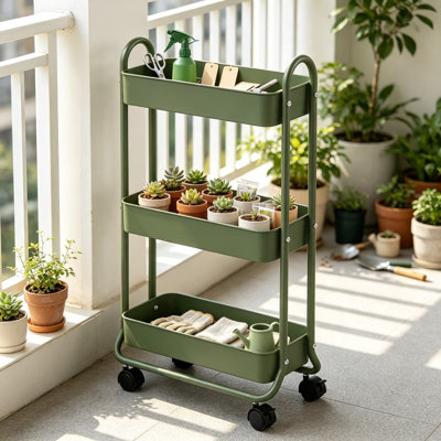 Chariot de rangement à roulettes étroit et compact, chariot utilitaire à 3 niveaux pour l'organisation de la salle de bain, de la buanderie et de la cuisine, chariot mobile peu encombrant