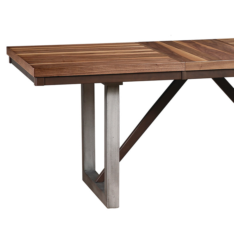 Ensemble de salle à manger extensible 7 pièces Steadman, Noyer naturel, Gris, Beige