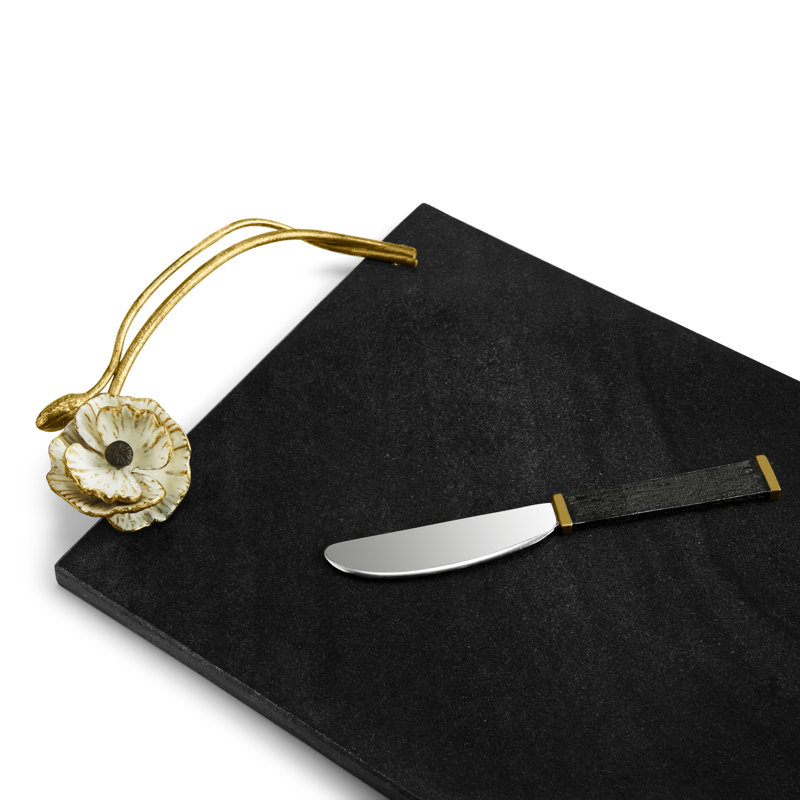 Anemone Cheese Board with Knife, 2"H x 10"W x 18.5"L