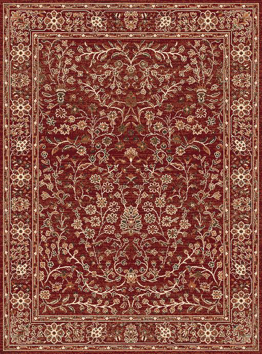 Tapis rouge/brun Dishman, 8 pi x 11 pi