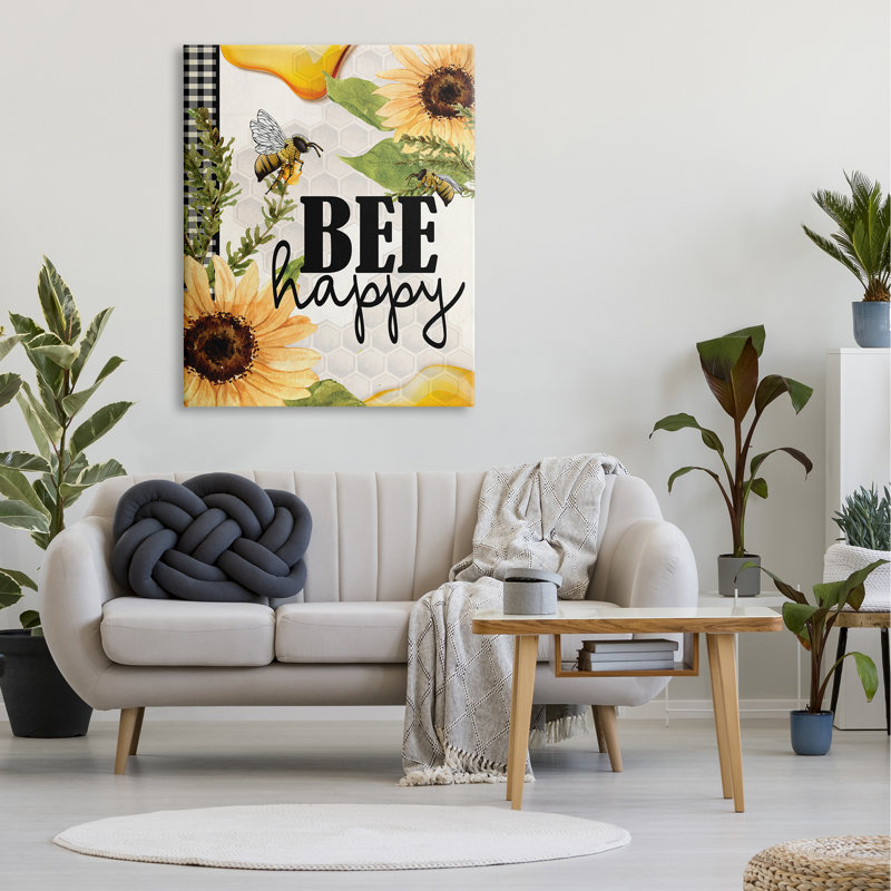Abeille, insecte, tournesol heureux, H 36 po x l 36 po x P 1,5 po, Plaque murale