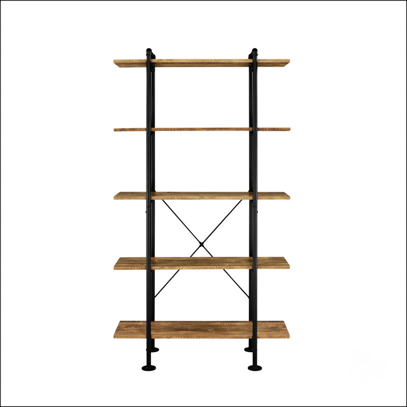 Nefo Rustic Oak & Black Finish Bookshelf