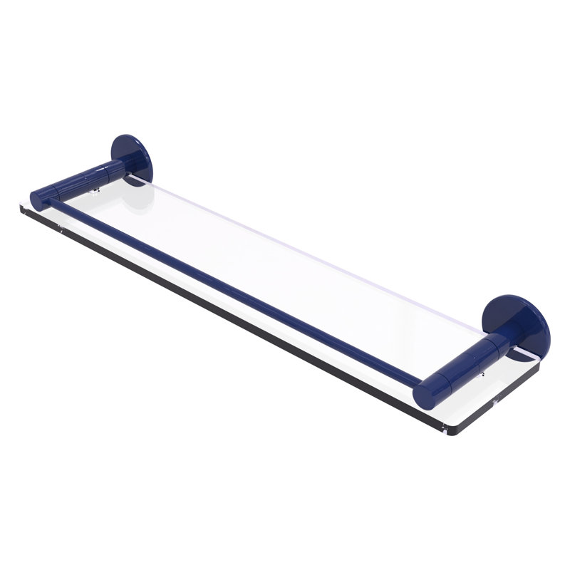 Tablette en verre avec rail de meuble-lavabo Fresno, H 2 po x l 22 po x P 5 po, Bleu méditerranéen