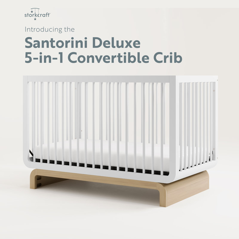 Santorini 5-In-1 Convertible Crib, White/Driftwood, Crib