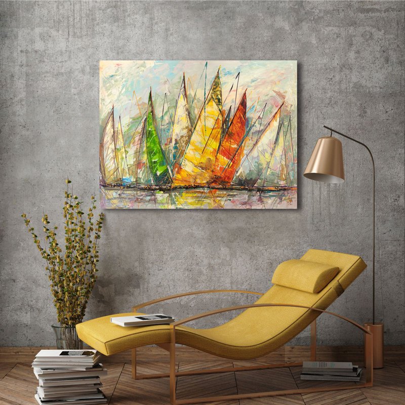 Grand Regatta Of Sailboats by Luigi Florio - Wrapped Canvas Painting, 60cm H x 80cm W x 4cm D