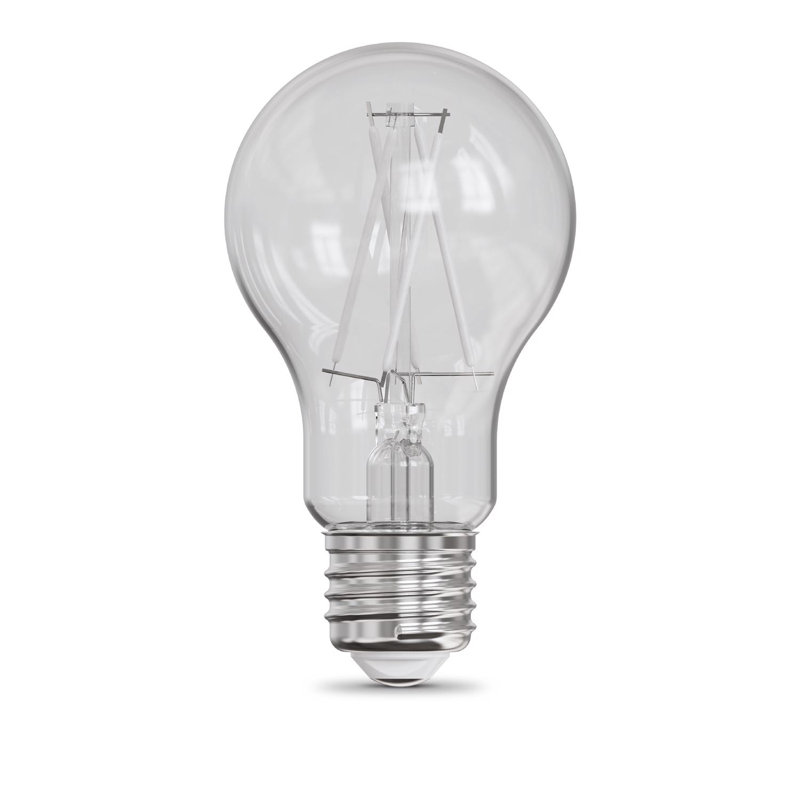 Feit A19 E26 (Medium) Filament LED Bulb Adjustable White 60 Watt Equivalence 2 pk
