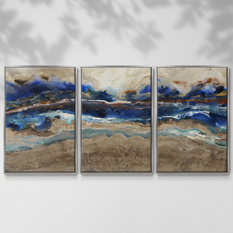 Rip Curl - 3 pièces, reproduction encadrée sur toile, Argent, H 36 po x l 75 po x P 2 po