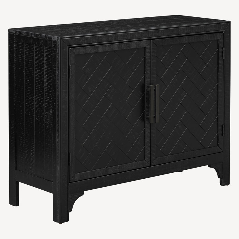 Ladzi 40'' Modern Cabinets Console Table with Unique Design Doors with 1 Adjustable Shelves, Black